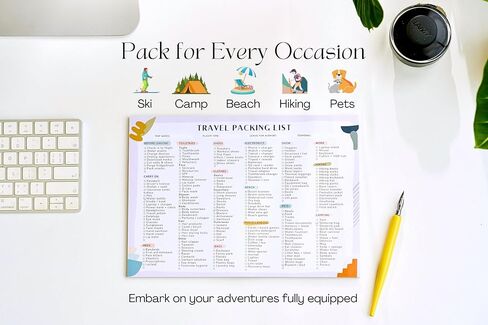 Travel Packing List | 8" x 11" Notepad | 40 Thick Pages | Comprehensive Checklist Memo Pad | Updated in 2023 in Saudi Arabia