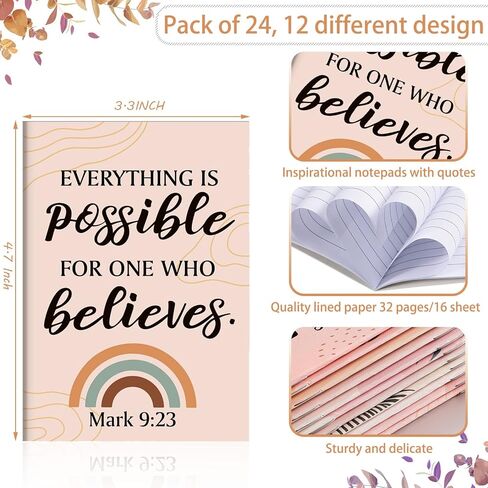 24 Pcs Bible Verse Notebook Religious Motivational Notepads Small Pocket Journal Inspirational Notepads Christian Scripture Notebooks for Office School Supplies, 3.3 x 4.7 Inch (Rainbow) in Saudi Arabia