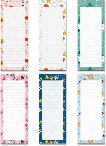 Grocery List Magnet Pad for Fridge, 6-Pack Magnetic Note Pads Lists, 60 Sheets Per Pad, 6 Spring Flower Designs, Full Magnet Back to-Do-List Notepads in Saudi Arabia