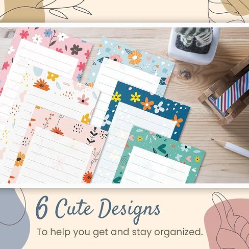Grocery List Magnet Pad for Fridge, 6-Pack Magnetic Note Pads Lists, 60 Sheets Per Pad, 6 Spring Flower Designs, Full Magnet Back to-Do-List Notepads in Saudi Arabia