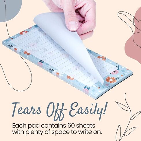Grocery List Magnet Pad for Fridge, 6-Pack Magnetic Note Pads Lists, 60 Sheets Per Pad, 6 Spring Flower Designs, Full Magnet Back to-Do-List Notepads in Saudi Arabia
