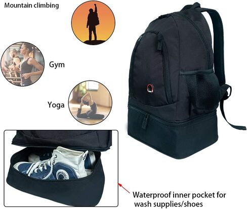 حقيبة ظهر كارو جيم مع حجرة للأحذية، حقيبة عصرية مقاومة للماء للنساء والرجال والصالة الرياضية واليوجا والرياضة الخارجية والمشي لمسافات طويلة في المدرسة in Kuwait