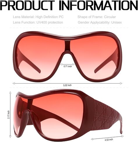 BOTEN Trendy Oversized Sunglasses For Women Men, Big Tinted Funky Wrap Around Sunglasses Apres Ski Shield Cool Shades in Saudi Arabia