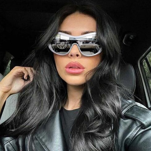 BOTEN Trendy Oversized Sunglasses For Women Men, Big Tinted Funky Wrap Around Sunglasses Apres Ski Shield Cool Shades in Saudi Arabia