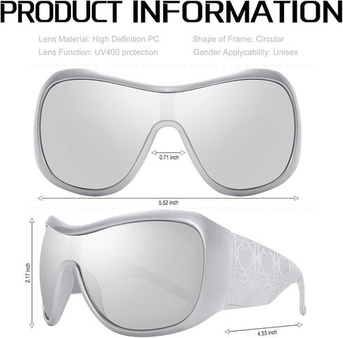 BOTEN Trendy Oversized Sunglasses For Women Men, Big Tinted Funky Wrap Around Sunglasses Apres Ski Shield Cool Shades in Saudi Arabia