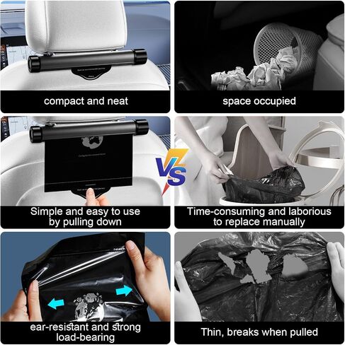 Oparhlei Roller Type Car Trash Can, Aluminium Alloy Rotating Store Design Garbage Can for car, Portable Car Trash Can with Bags Included(Piano Black) in Saudi Arabia