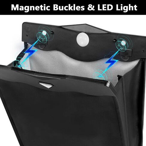 XTKS Car Trash Can - Car Trash Bin with Smart LED Light - Hanging Car Garbage Can Magnetic Closure and Waterproof PU Leather Car Trash Bag for The Back Seat - Keep Your Car Clean and Organized,Black in Saudi Arabia
