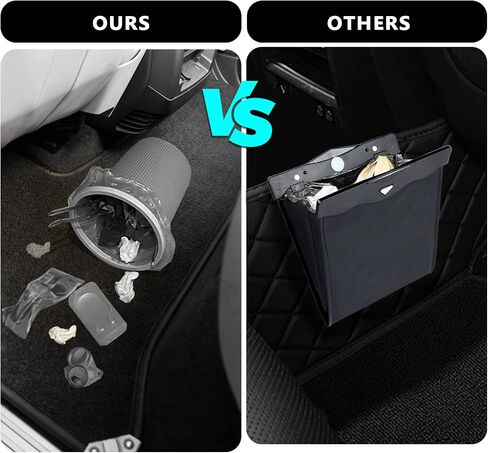 XTKS Car Trash Can - Car Trash Bin with Smart LED Light - Hanging Car Garbage Can Magnetic Closure and Waterproof PU Leather Car Trash Bag for The Back Seat - Keep Your Car Clean and Organized,Black in Saudi Arabia