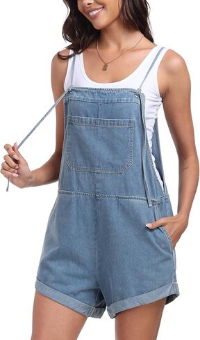 T1FE 1SFE Overall Shorts For Women Jean Casual Romper Spaghetti Straps Summer Fashion Jumpsuit with Pockets in Saudi Arabia