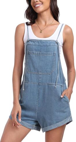 T1FE 1SFE Overall Shorts For Women Jean Casual Romper Spaghetti Straps Summer Fashion Jumpsuit with Pockets in Saudi Arabia