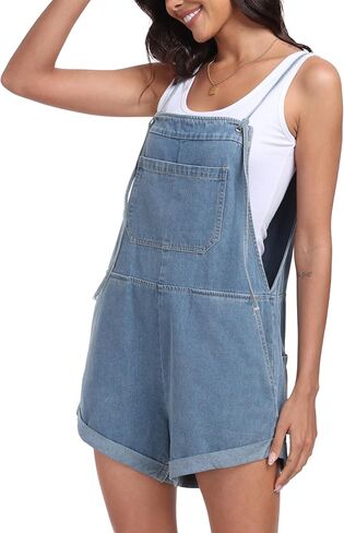T1FE 1SFE Overall Shorts For Women Jean Casual Romper Spaghetti Straps Summer Fashion Jumpsuit with Pockets in Saudi Arabia