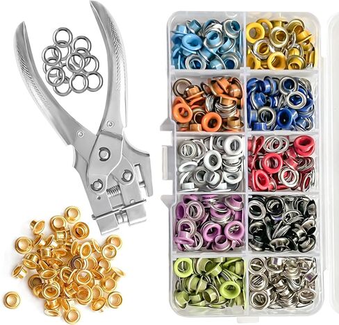 حلقات معدنية BRT Bearingshui مقاس 3/16 بوصة 300 قطعة مع كماشة ثقب العيينة للنسيج والجلود والأحزمة والقماش والأحذية والحقائب واللوازم الحرفية in Kuwait