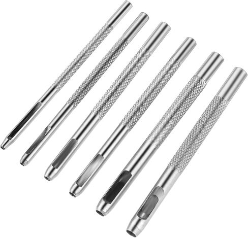 Qianyu 6 Pcs Leather Hole Punch 1.5mm-4mm Round Hollow Hole Steel Gasket Belt Leather Stitching Punch Set Leather Crafting Punch Tool Working for Watch Strap Fabric Canvas Paper Plastics in Saudi Arabia