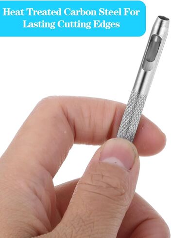Qianyu 6 Pcs Leather Hole Punch 1.5mm-4mm Round Hollow Hole Steel Gasket Belt Leather Stitching Punch Set Leather Crafting Punch Tool Working for Watch Strap Fabric Canvas Paper Plastics in Saudi Arabia