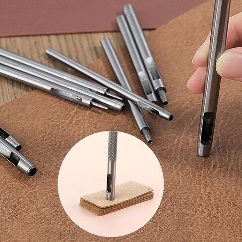 Qianyu 6 Pcs Leather Hole Punch 1.5mm-4mm Round Hollow Hole Steel Gasket Belt Leather Stitching Punch Set Leather Crafting Punch Tool Working for Watch Strap Fabric Canvas Paper Plastics in Saudi Arabia