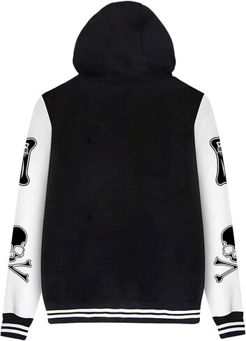 babyhealthy Men's Varsity Hoodie Jackets Vintage Letter Print Baseball Bomber Jacket Sweatshirt in Saudi Arabia