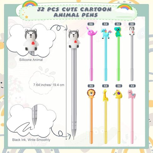 Colarr 64 Pcs Back to School Gifts for Students from Teacher Inspirational Notepad and Pen Gift Set Bulk Motivational Pocket Mini Notebooks Cute Cartoon Animal Pens Camp Stationery for Girls Boys in Saudi Arabia