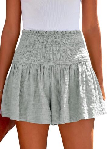 Aytitium Shorts for Women High Rise Elastic Waisted Casual Summer Smocked Flowy Shorts in Saudi Arabia