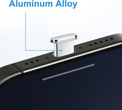Aolcev 5 Pcs USB C Anti Dust Plugs Only for iPhone 15 Series, Aluminum Alloy Phone Dust Protectors, Type-C Dust Covers Only Designed for iPhone 15, 15 Plus, 15 Pro, 15 Pro Max, Dust Plugs, Silver in Kuwait