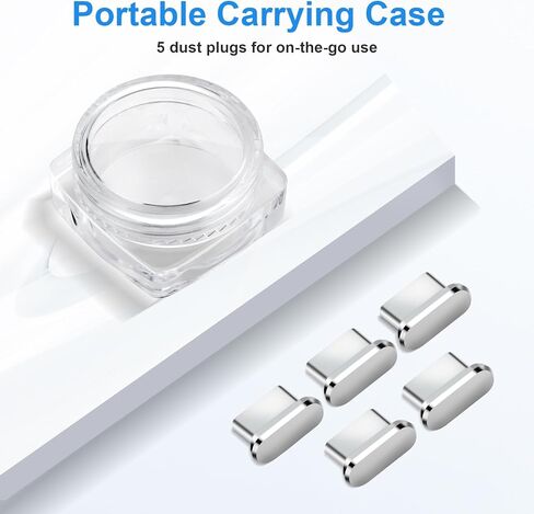 Aolcev 5 Pcs USB C Anti Dust Plugs Only for iPhone 15 Series, Aluminum Alloy Phone Dust Protectors, Type-C Dust Covers Only Designed for iPhone 15, 15 Plus, 15 Pro, 15 Pro Max, Dust Plugs, Silver in Kuwait