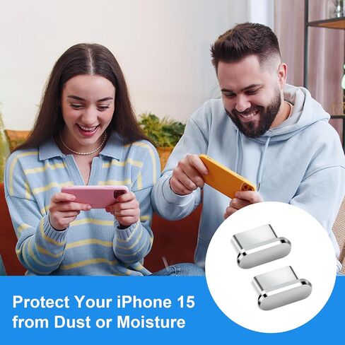 Aolcev 5 Pcs USB C Anti Dust Plugs Only for iPhone 15 Series, Aluminum Alloy Phone Dust Protectors, Type-C Dust Covers Only Designed for iPhone 15, 15 Plus, 15 Pro, 15 Pro Max, Dust Plugs, Silver in Kuwait