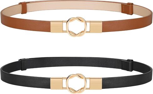 JASGOOD Women's Skinny Leather Belts Ladies Adjustable Thin Waist Belts for Jeans Pants Dresses with Gold Buckle in Saudi Arabia