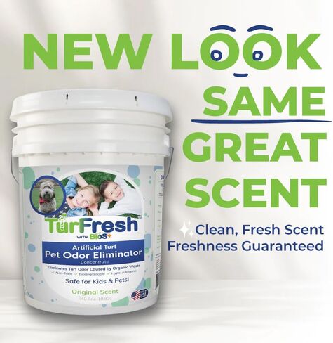 TurFresh BioS+ Artifical Turf Cleaner Pet Odor Eliminator; Organic, Non-Toxic, Eco-Friendly Enzyme Concentrate; Outdoor Use; 5 Gallon in Saudi Arabia