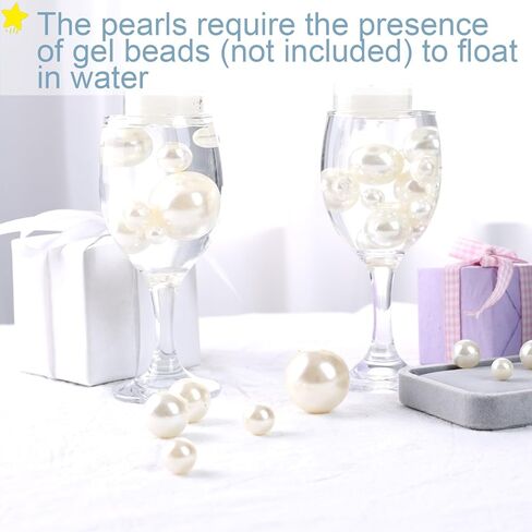 DomeStar 110PCS Floating Beads No Hole, Floating Pearls Vase Fillers Table Centerpieces Faux Pearls for Vase Floating Candle Centerpiece Home Weddings Party Decoration, 10/14/20/30 mm(Gold) in Kuwait