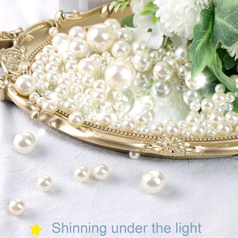 DomeStar 110PCS Floating Beads No Hole, Floating Pearls Vase Fillers Table Centerpieces Faux Pearls for Vase Floating Candle Centerpiece Home Weddings Party Decoration, 10/14/20/30 mm(Gold) in Kuwait
