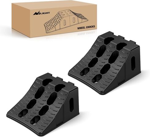 Nilight Wheel Chocks, Heavy Duty Wheel Stopper for Car, Truck, Trailer, RV, Caravan, Motorcycle, 8.3" x 9.2" x 4.7", 2-Pack in Saudi Arabia