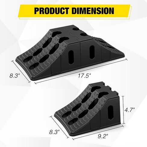 Nilight Wheel Chocks, Heavy Duty Wheel Stopper for Car, Truck, Trailer, RV, Caravan, Motorcycle, 8.3" x 9.2" x 4.7", 2-Pack in Saudi Arabia
