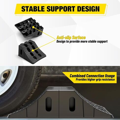 Nilight Wheel Chocks, Heavy Duty Wheel Stopper for Car, Truck, Trailer, RV, Caravan, Motorcycle, 8.3" x 9.2" x 4.7", 2-Pack in Saudi Arabia