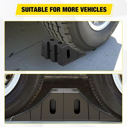 Nilight Wheel Chocks, Heavy Duty Wheel Stopper for Car, Truck, Trailer, RV, Caravan, Motorcycle, 8.3" x 9.2" x 4.7", 2-Pack in Saudi Arabia