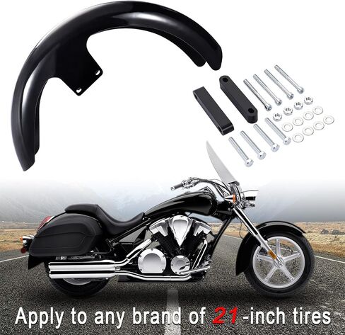 Motorcycle Front Fender 21 inch Mudguard Front Fender Fit for Harley Touring Road King Electra Glide Street Glide (Fiber Black) in Kuwait