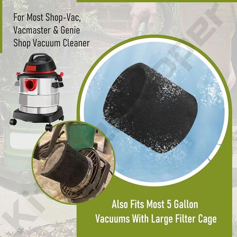 90585 Shop Vac Filter Foam VF2001 Foam للمكنسة الكهربائية الرطبة والجافة، Shop-Vac، Vacmaster & Genie Shop مكنسة كهربائية، بدائل 9058500 (3 عبوات) in Kuwait