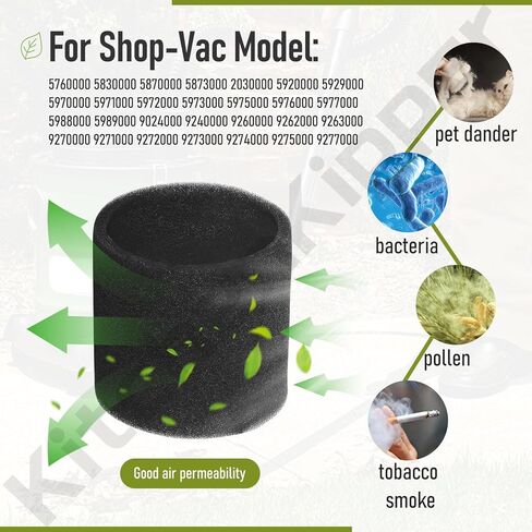 90585 Shop Vac Filter Foam VF2001 Foam للمكنسة الكهربائية الرطبة والجافة، Shop-Vac، Vacmaster & Genie Shop مكنسة كهربائية، بدائل 9058500 (3 عبوات) in Kuwait