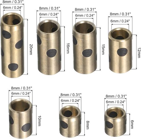 MECCANIXITY Sleeve Bearings 14mm/0.55" Bore,20mm/0.79" OD,Wrapped Oilless Bushings Brass Graphite,JDB Oilless Graphite Lubricating Brass Bearing Bushing Sleeve 1 Set（5pcs) in Saudi Arabia