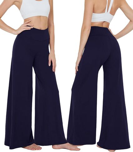 سراويل يوجا واسعة الساق للنساء من QGGQDD - سراويل طويلة فضفاضة باللون الأسود عالية الخصر ومقاسات كبيرة in Kuwait