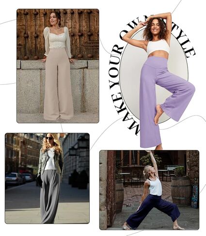 سراويل يوجا واسعة الساق للنساء من QGGQDD - سراويل طويلة فضفاضة باللون الأسود عالية الخصر ومقاسات كبيرة in Kuwait