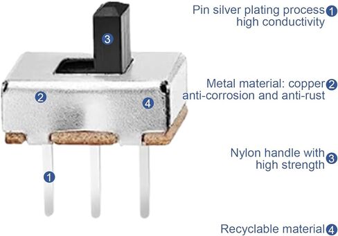Mriuuod الشريحة التبديل SPDT 100 قطعة صغيرة مايكرو 3 مللي متر العمودي الشريحة التبديل 1P2T ل PCB اللوح الإلكتروني اردوينو in Kuwait