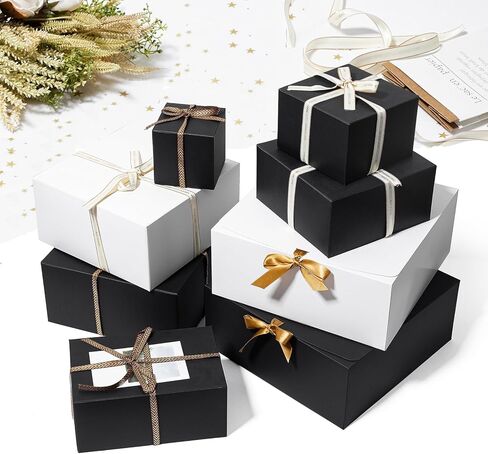 صناديق هدايا كبيرة مقاس 12 × 12 × 5 بوصات من ماكفليت مع أغطية، 10 عبوات من صناديق اقتراح وصيفات العروس، صندوق هدايا أبيض إضافي عميق للهدايا، وصناديق الحرف اليدوية لحفلات الزفاف، والتخرج، والعطلات، وعيد الميلاد، وهدية عيد الميلاد in Kuwait