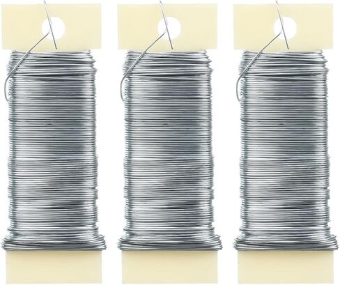 3 Pack Floral Wire 22 Gauge Wire for Jewelry Making 114 Yard Craft Wire Silver Thin Paddle Wire Wreath Making Supplies Florist Wire Flower Wire, Silver in Saudi Arabia