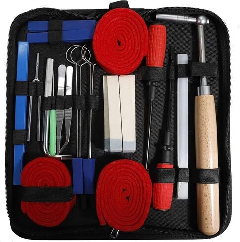 طقم ضبط البيانو 24 قطعة من طقم ضبط البيانو مع حقيبة محمولة، مفتاح ضبط، قفل مفتاح الربط، يستخدم لضبط ضبط وإصلاح البيانو كتم الصوت in Kuwait