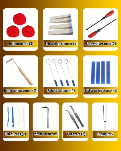 طقم ضبط البيانو 24 قطعة من طقم ضبط البيانو مع حقيبة محمولة، مفتاح ضبط، قفل مفتاح الربط، يستخدم لضبط ضبط وإصلاح البيانو كتم الصوت in Kuwait