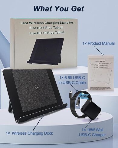15W Wireless Charging Dock Design for Fire HD 8 Plus(2022 & 2020 Releases) & Fire HD 10 Plus (2021 Releases) in Kuwait