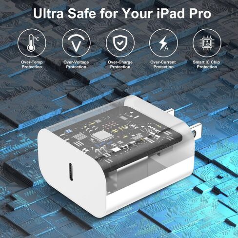 شاحن iPhone 15 شحن سريع 10 أقدام، 20 واط USB C شاحن سريع لهاتف iPhone 15/15 Plus/Pro Max iPad Pro 12.9/11 بوصة، iPad Air، كتلة شاحن حائط من النوع C مع كابل شحن طويل جدًا من C إلى C (عبوتان) in Kuwait