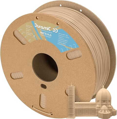 DURAMIC 3D Matte PLA Filament 1.75mm Beige, 1kg Cardboard Spool Matte Finish 3D Printer Filament PLA 1.75mm Dimensional Accuracy 99% +/- 0.03 mm, Printing with FDM 3D Printer, Easy to Remove Support in Saudi Arabia