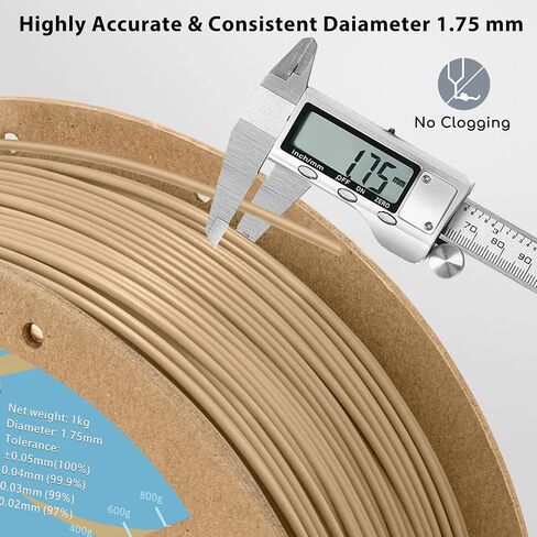 DURAMIC 3D Matte PLA Filament 1.75mm Beige, 1kg Cardboard Spool Matte Finish 3D Printer Filament PLA 1.75mm Dimensional Accuracy 99% +/- 0.03 mm, Printing with FDM 3D Printer, Easy to Remove Support in Saudi Arabia