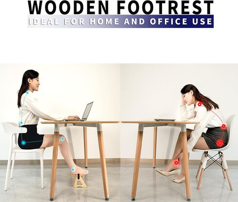 MUYUFAFA Portable Foot Rest for Under Desk at Work (Natural Wood/Arch Support) - Upgraded Non-Slip Foot Stool, Ergonomic Foot Rest, Pain Relief and Leg Support Stool for Office/Home/Work/Gaming/Gift in Saudi Arabia