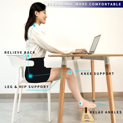 MUYUFAFA Portable Foot Rest for Under Desk at Work (Natural Wood/Arch Support) - Upgraded Non-Slip Foot Stool, Ergonomic Foot Rest, Pain Relief and Leg Support Stool for Office/Home/Work/Gaming/Gift in Saudi Arabia